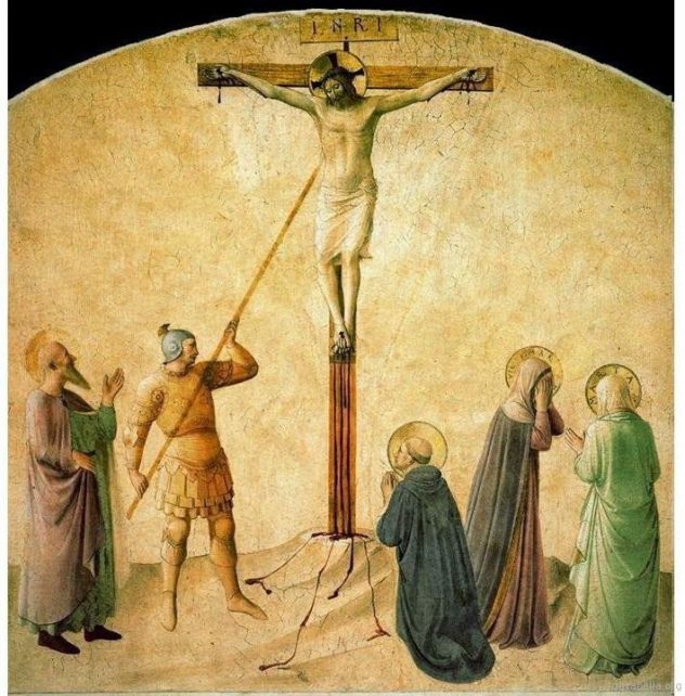 Cristo es traspasado por la lanza de longinos