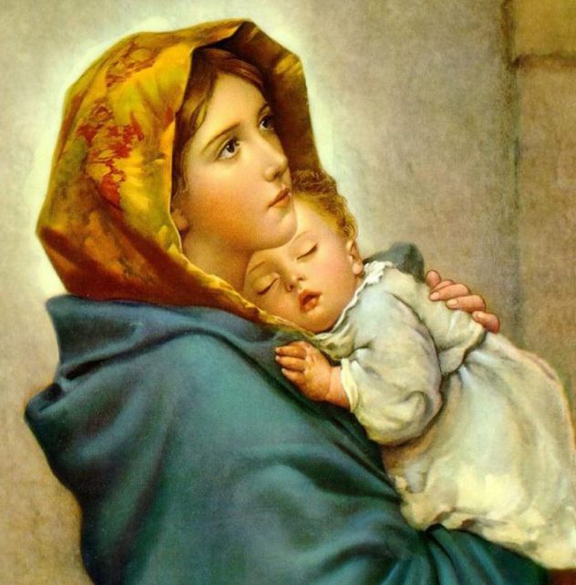 Virgen María con el niño Jesús en brazos
